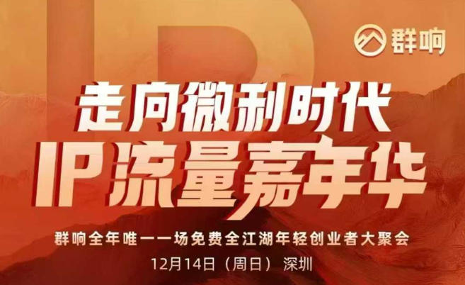 2025ip嘉年华万人12月14深圳线下课，走向微利时代，IP流量嘉年华，实操性极强的商业干货课-heixxmi