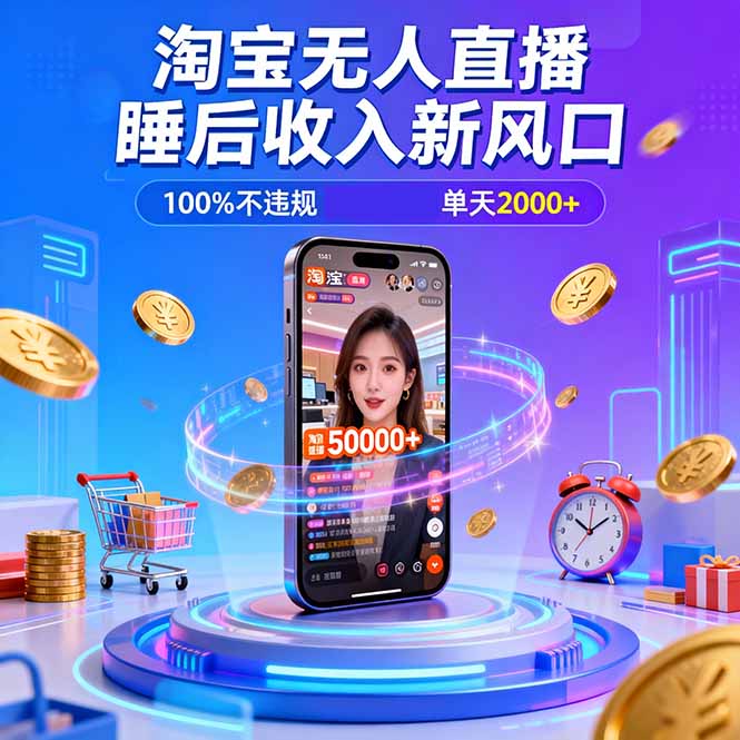 淘宝无人直播，不违规不封号，直播100小时卖了5万，年底旺季！-heixxmi