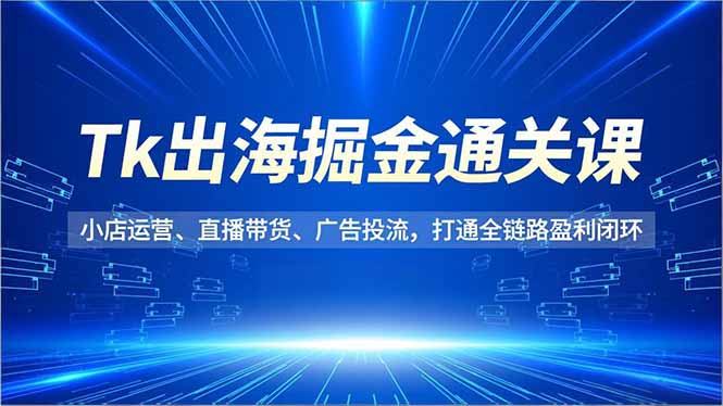 Tk出海掘金通关课，小店运营、直播带货、广告投流，打通全链路盈利闭环-heixxmi