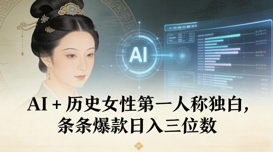 AI+历史女性第一人称独白，条条爆款日入三位数-heixxmi