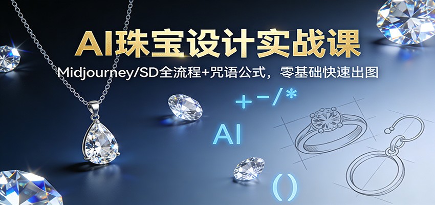 AI珠宝设计实战课：Midjourney/SD全流程+咒语公式，零基础快速出图-heixxmi