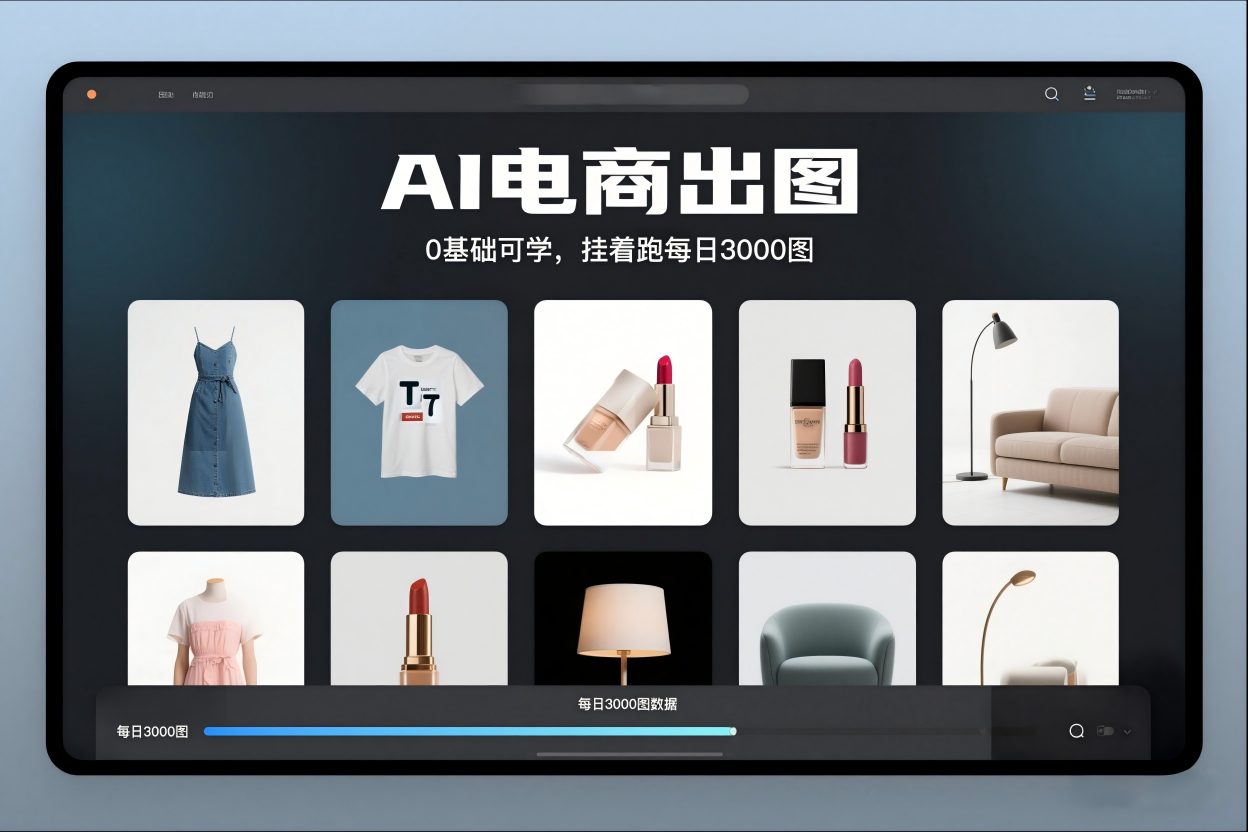 AI电商出图，0基础可学，挂着跑每日3000图-heixxmi