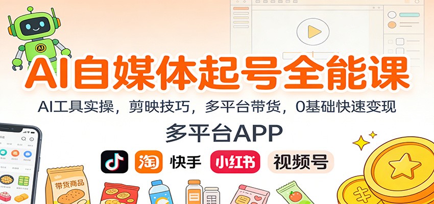 AI自媒体起号全能课：AI工具实操，剪映技巧，多平台带货，0基础快速变现-heixxmi