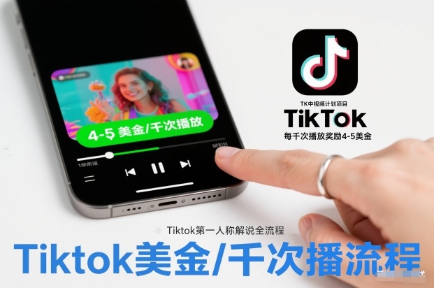 TK中视频计划项目，Tiktok第一人称解说流程，每干次播放奖励4-5美金-heixxmi