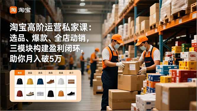 淘宝高阶运营私家课：选品、爆款、全店动销，三模块构建盈利闭环，助你月入破5万-heixxmi