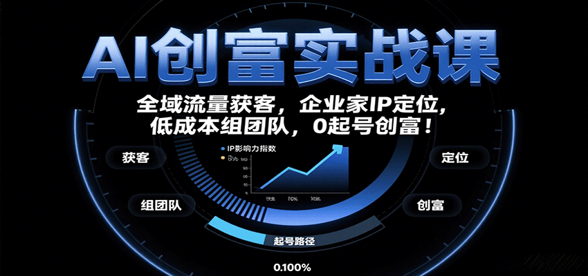 AI创富实战课：企业家IP定位，全域流量获客，低成本组团队，0起号创富！-heixxmi