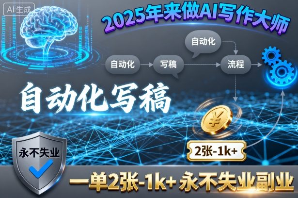 2025年来做AI写作大师，自动化写稿，一单2张-1k+，永不失业副业-heixxmi