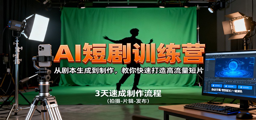AI短剧训练营，从剧本生成到制作，教你快速打造高流量短片-heixxmi