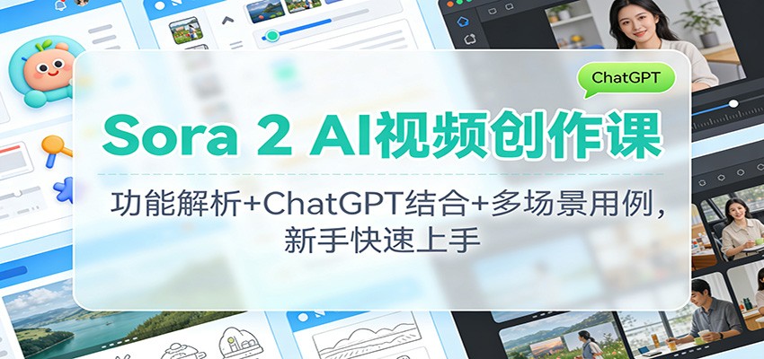 Sora 2 AI视频创作课：功能解析+ChatGPT结合+多场景用例，新手快速上手-heixxmi
