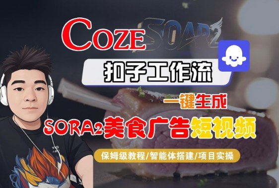 Coze扣子智能体工作流一键生成“SORA2美食广告“短视频，全流程保姆级教学-heixxmi