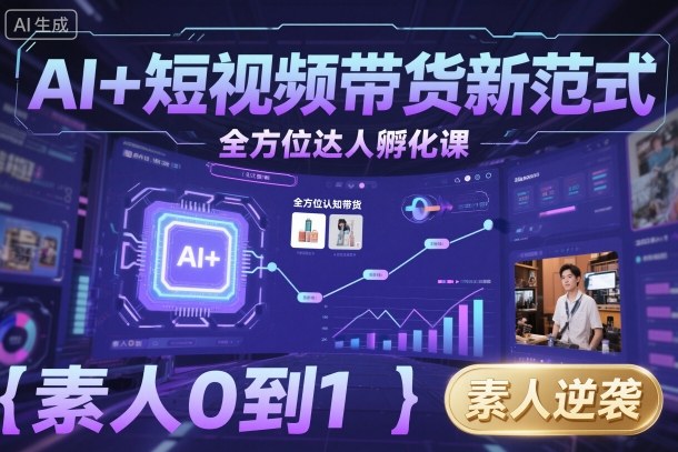AI+短视频带货新范式全方位达人孵化课，素人也可以从0到1，全方位认知短视频带货-heixxmi