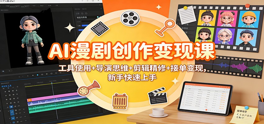 AI漫剧创作变现课：工具使用+导演思维+剪辑精修+接单变现，新手快速上手-heixxmi
