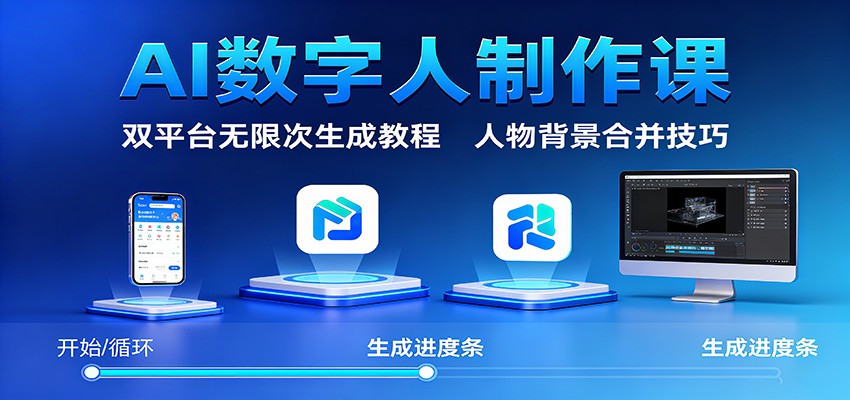 AI数字人制作课：双平台无限次生成教程，人物背景合并技巧-heixxmi