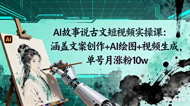 AI故事说古文短视频实操课：涵盖文案创作+AI绘图+视频生成，单号月涨粉10w-heixxmi
