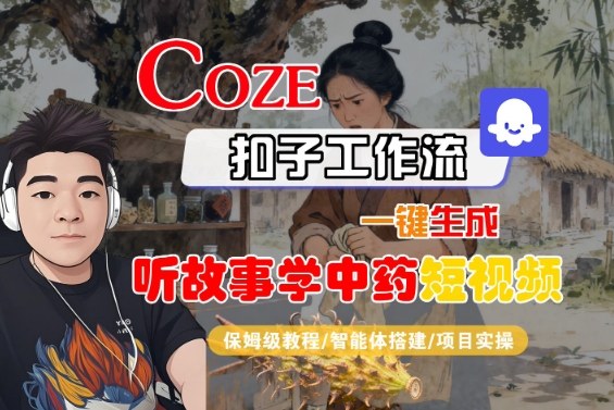 Coze扣子智能体工作流一键生成“听故事学中药“短视频，全流程保姆级教学-heixxmi