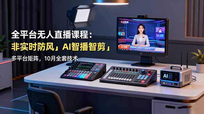 全平台无人直播课程：非实时防风＋AI智播智剪＋多平台矩阵，10月全套技术-heixxmi