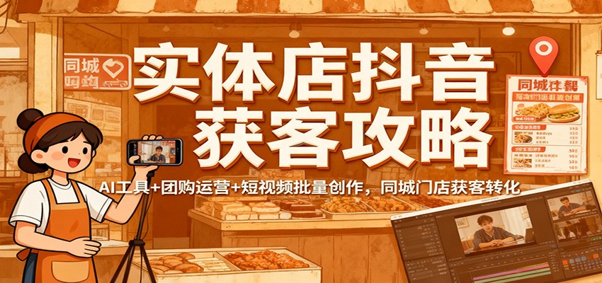 实体店抖音获客攻略：AI工具+团购运营+短视频批量创作，同城门店获客转化-heixxmi