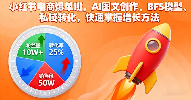 小红书电商爆单班，AI图文创作、BFS模型、私域转化，快速掌握增长方法-heixxmi