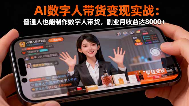 AI数字人带货变现实战：普通人也能制作数字人带货，副业月收益达8000+-heixxmi