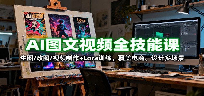AI图文视频全技能课：生图/改图/视频制作+Lora训练，覆盖电商 、设计多场景-heixxmi