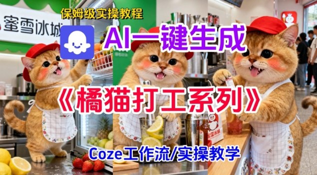 Coze扣子工作流一键生成胖橘猫打工短视频，保姆级实操搭建教学-heixxmi