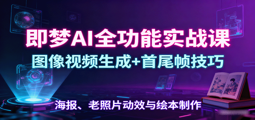 即梦AI全功能实战课：图像视频生成+首尾帧技巧，海报、老照片动效与绘本制作-heixxmi