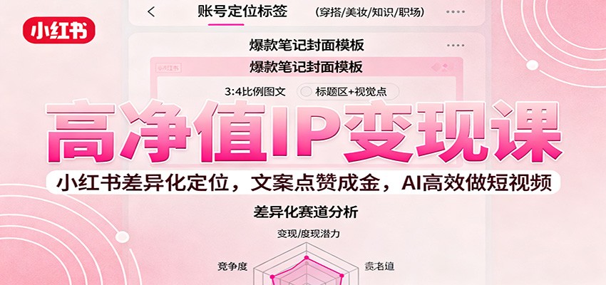 高净值IP变现课：小红书差异化定位，文案点赞成金， AI高效做短视频-heixxmi