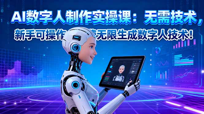AI数字人制作实操课：无需技术，新手可操作，免费无限生成数字人技术！-heixxmi