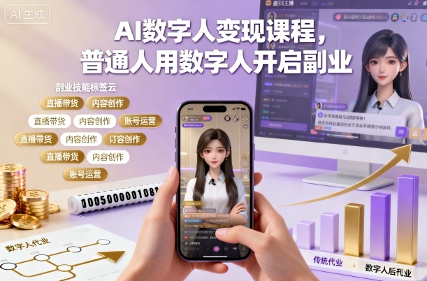 AI数字人变现课程，普通人用数字人开启副业-heixxmi