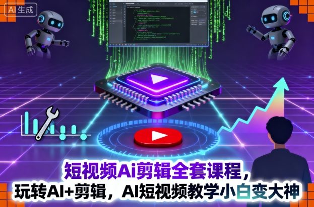 短视频Ai剪辑全套课程，玩转AI+剪辑，AI短视频教学小白变大神-heixxmi