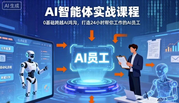Ai智能体实战课程，0基础跨越Ai鸿沟，打造24小时帮你工作的Ai员工，打破常规，以实战定义Ai-heixxmi