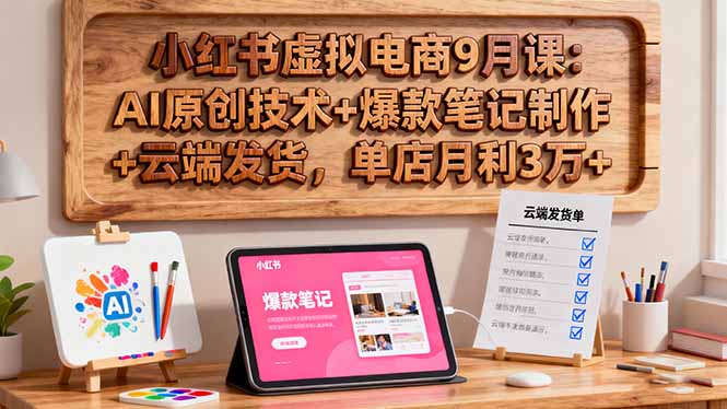 小红书虚拟电商9月课：AI原创技术+爆款笔记制作+云端发货，单店月利3万+-heixxmi