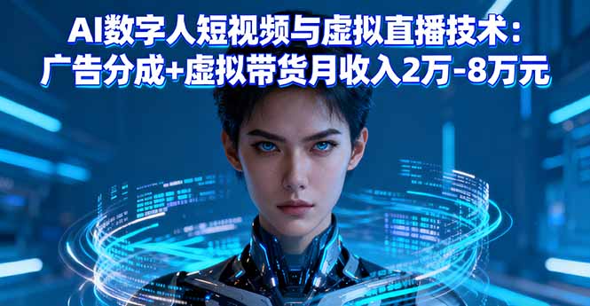 AI数字人短视频与虚拟直播技术：广告分成+虚拟带货月收入2万-8万元-heixxmi