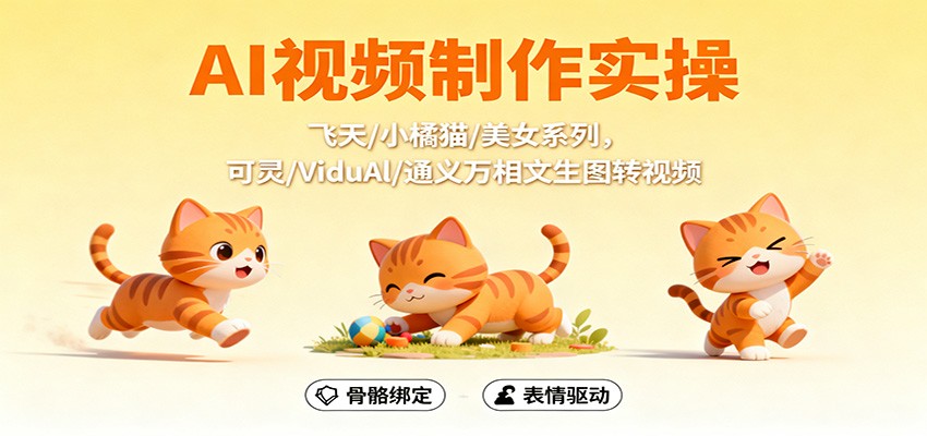AI视频制作实操，飞天/小橘猫/美女系列，可灵/ViduAl/通义万相文生图转视频-heixxmi