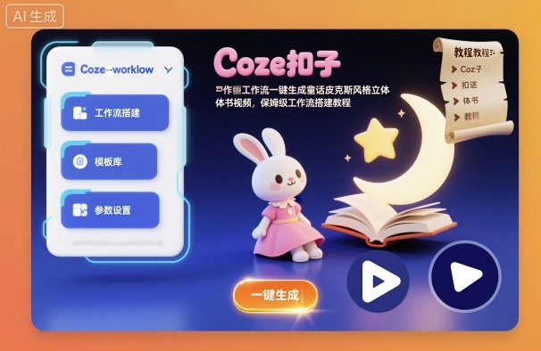 Coze扣子工作流一键生成童话皮克斯风格立体书视频，保姆级工作流搭建教程-heixxmi