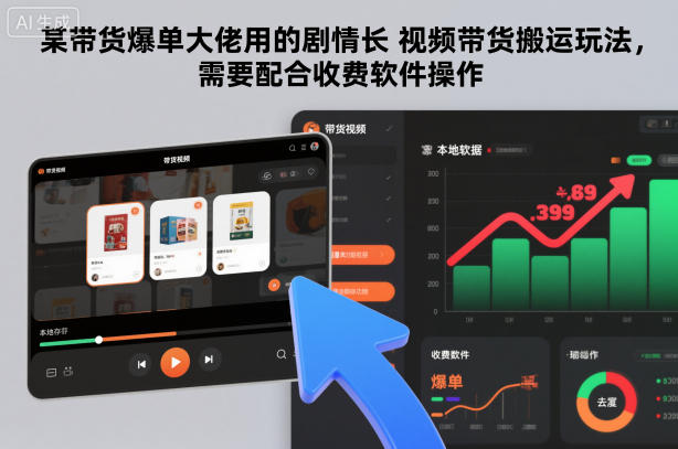 某带货爆单大佬用的剧情长视频带货搬运玩法，需要配合收费软件操作-heixxmi