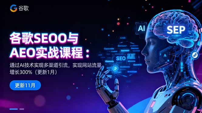 谷歌SEO与AEO实战课程：通过AI技术实现多渠道引流，实现网站流量增长300%-heixxmi