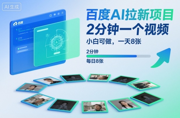 百度AI拉新项目，2分钟一个视频，小白可做，一天8张【附案例+保姆级教程】-heixxmi