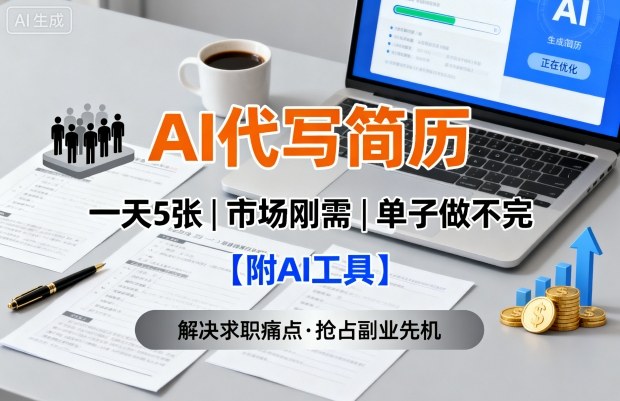 AI代写简历，一天5张，今年找工作难，市场刚需，单子做不完【附AI工具】-heixxmi