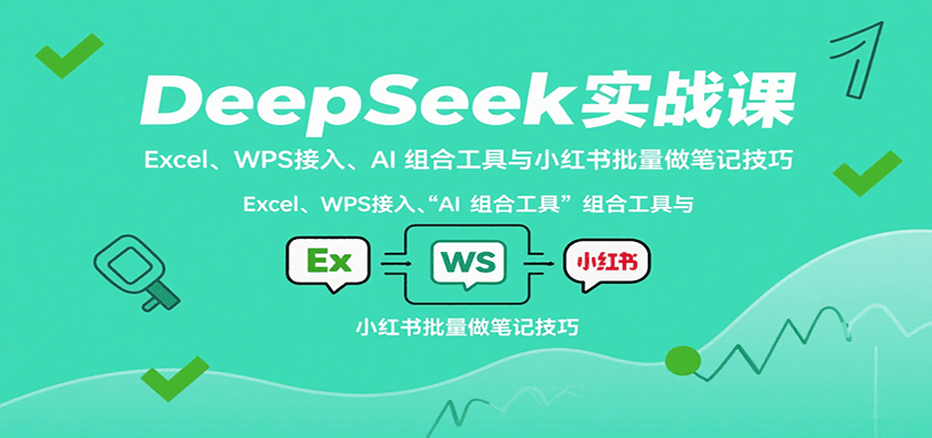 DeepSeek实战课：Excel、WPS接入、AI 组合工具与小红书批量做笔记技巧-heixxmi