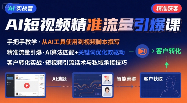 AI+短视频引爆精准客户实战营，手把手教你引爆Ai短视频精准流量-heixxmi