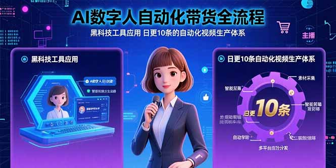 AI数字人自动化带货全流程：黑科技工具应用 日更10条的自动化视频生产体系-heixxmi