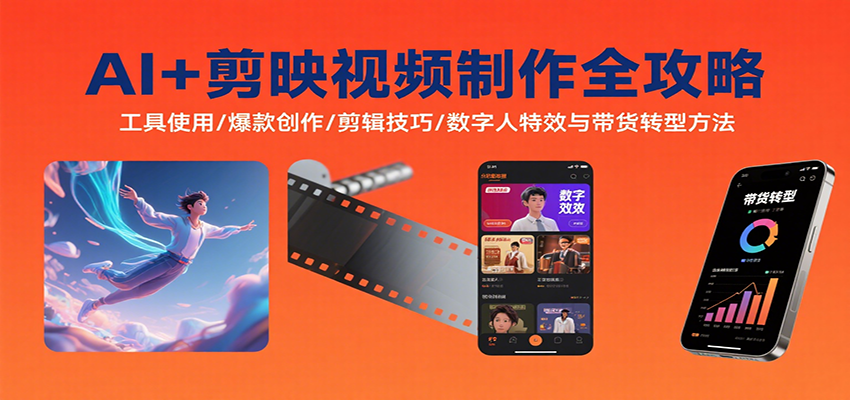 AI+剪映视频制作全攻略：工具使用/爆款创作/剪辑技巧/数字人特效与带货转型方法-heixxmi
