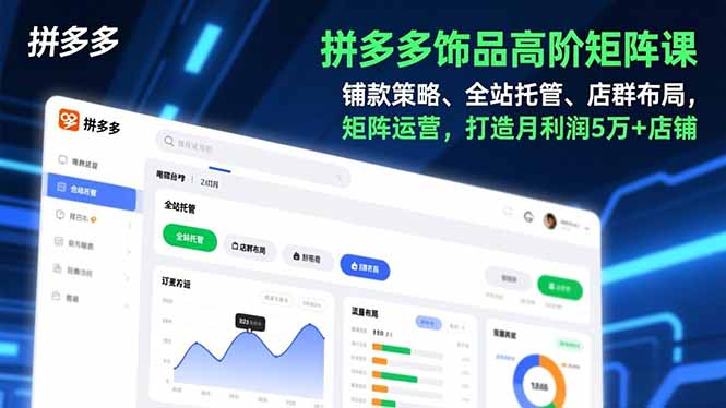 拼多多饰品高阶矩阵课，铺款策略、全站托管、店群布局，矩阵运营，打造月利润5万+店铺-heixxmi