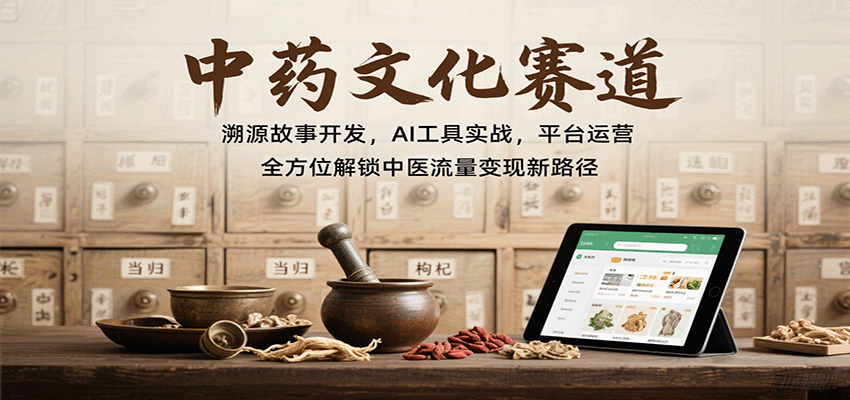 中药文化赛道：溯源故事开发，AI工具实战，平台运营，全方位解锁中医流量变现新路径-heixxmi