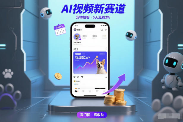 AI视频新赛道，宠物播客仅注册5天涨粉2W，收益非常可观-heixxmi