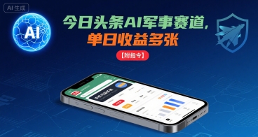 今日头条AI军事赛道，单日收益多张 ，手机可做【附指令】-heixxmi