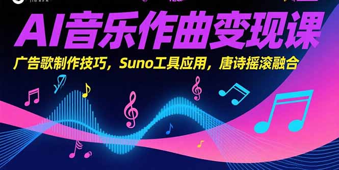 AI音乐作曲变现课，广告歌制作技巧，Suno工具应用，唐诗摇滚融合-heixxmi