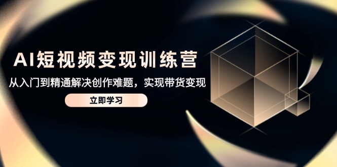 AI短视频变现训练营，从入门到精通解决创作难题，实现带货变现-heixxmi