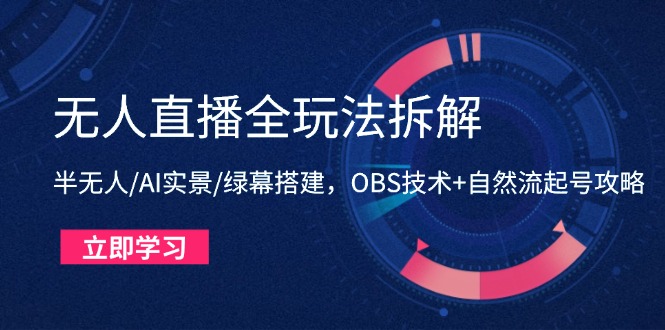 无人直播全玩法拆解：半无人/AI实景/绿幕搭建，OBS技术+自然流起号攻略-heixxmi